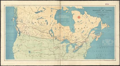 Carte en couleur du Canada désignant les chemins de fer du Canada en 1878